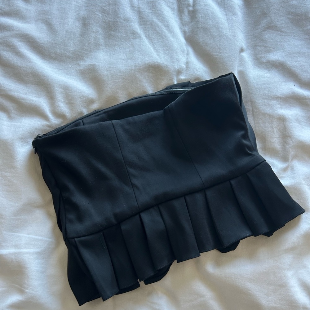 Zara Black Strapless Pleated Peplum Top - Picture 2 of 3